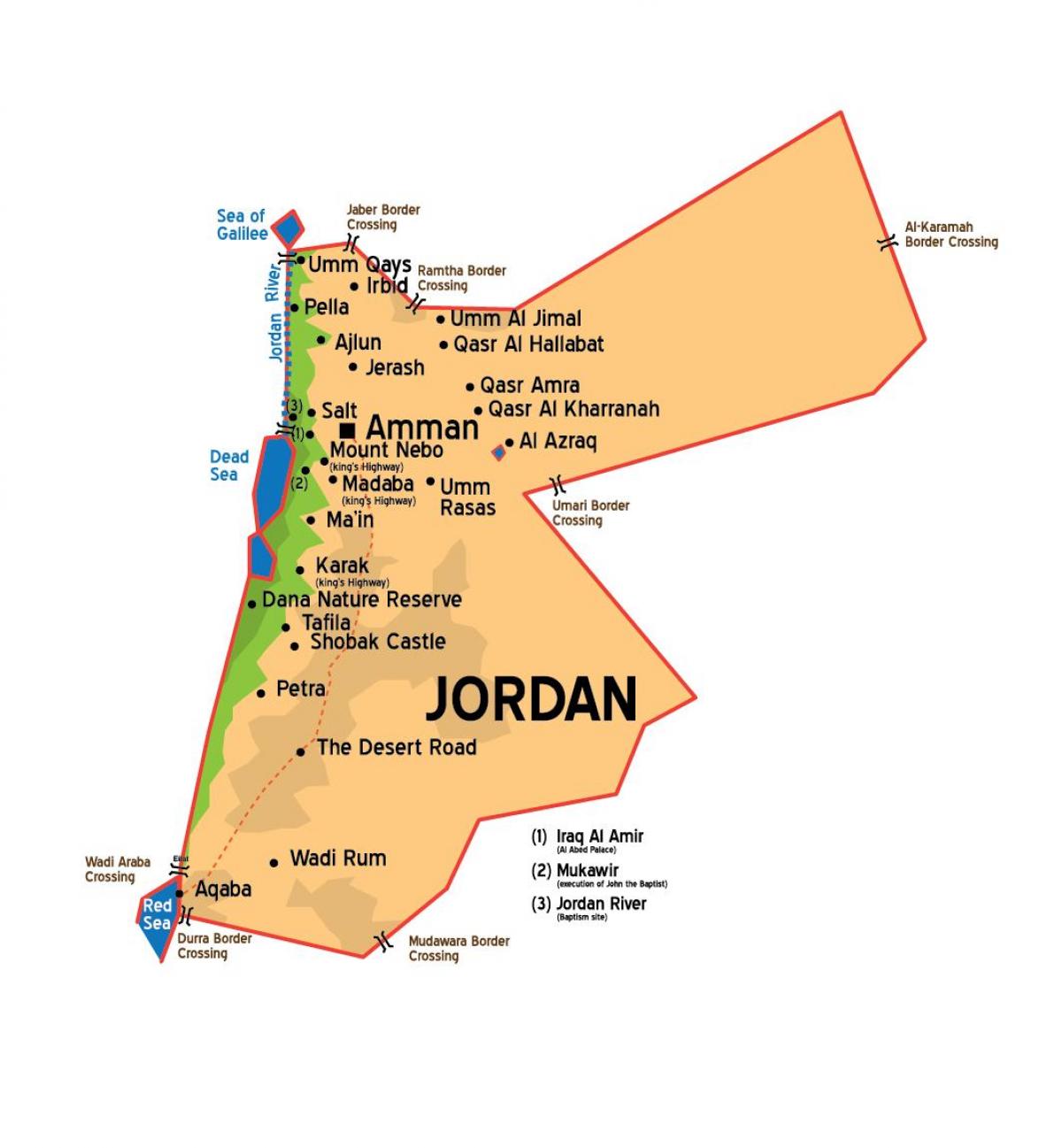 Jordan orașe hartă
