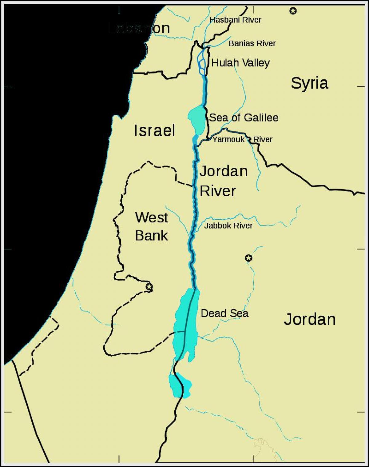Jordan river orientul mijlociu hartă