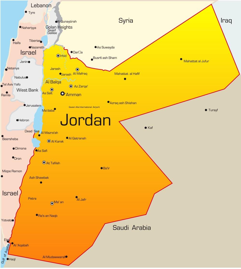 harta Jordan orientul mijlociu