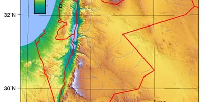 Harta Jordan altitudine